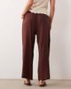 Miss Selfridge Petite Miss Selfridge Petite linen look pull-on pants in chocolate-Brown - 4