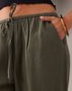 Miss Selfridge Petite Miss Selfridge Petite linen look pull-on pants in olive-Green - 3