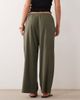 Miss Selfridge Petite Miss Selfridge Petite linen look pull-on pants in olive-Green - 4