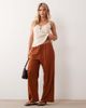 Miss Selfridge Petite Miss Selfridge Petite linen look pull-on pants in rust-Orange - 2