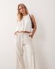 Miss Selfridge Petite Miss Selfridge Petite linen look pull-on pants in stone-Neutral - 1