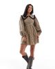 Miss Selfridge Petite Miss Selfridge Petite long sleeve collared tea dress in check-Multi - 1
