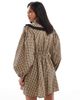 Miss Selfridge Petite Miss Selfridge Petite long sleeve collared tea dress in check-Multi - 2