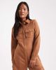 Miss Selfridge Petite Miss Selfridge Petite long sleeve suedette dress in tan-Brown - 1