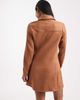Miss Selfridge Petite Miss Selfridge Petite long sleeve suedette dress in tan-Brown - 2