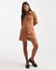 Miss Selfridge Petite Miss Selfridge Petite long sleeve suedette dress in tan-Brown - 3