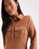 Miss Selfridge Petite Miss Selfridge Petite long sleeve suedette dress in tan-Brown - 4