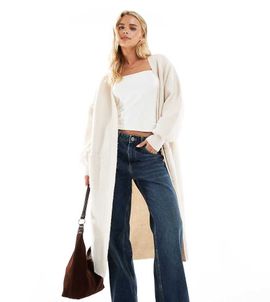 Miss Selfridge Petite Miss Selfridge Petite maxi cardigan in oatmeal-Neutral