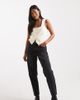 Miss Selfridge Petite Miss Selfridge Petite mom jeans in black wash - 1