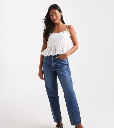 Miss Selfridge Petite Miss Selfridge Petite mom jeans in blue wash