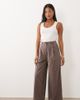 Miss Selfridge Petite Miss Selfridge Petite pinstripe pants in chocolate-Brown - 1