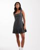 Miss Selfridge Petite Miss Selfridge petite pinstripe pinny dress with drop waist pleated hem-Gray - 1