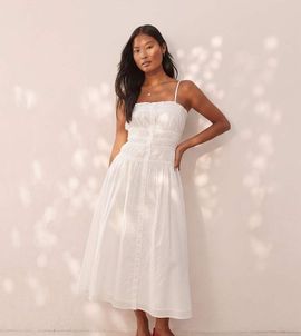 Miss Selfridge Petite Miss Selfridge Petite poplin shirred body button up maxi dress in white