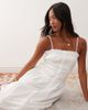 Miss Selfridge Petite Miss Selfridge Petite poplin shirred body button up maxi dress in white - 2