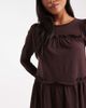 Miss Selfridge Petite Miss Selfridge Petite ruffle smock mini dress in chocolate-Red - 2