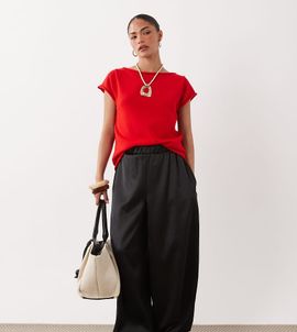 Miss Selfridge Petite Miss Selfridge Petite satin balloon pants in black