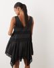 Miss Selfridge Petite Miss Selfridge Petite satin handkerchief hem mini dress with lace inserts in black - 3