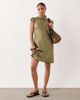 Miss Selfridge Petite Miss Selfridge Petite satin tie neck mini dress in khaki-Green - 2