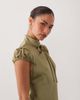 Miss Selfridge Petite Miss Selfridge Petite satin tie neck mini dress in khaki-Green - 3