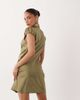 Miss Selfridge Petite Miss Selfridge Petite satin tie neck mini dress in khaki-Green - 4