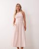 Miss Selfridge Petite Miss Selfridge Petite shirred halter maxi dress in pink stripe - 1