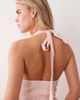 Miss Selfridge Petite Miss Selfridge Petite shirred halter maxi dress in pink stripe - 4