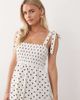 Miss Selfridge Petite Miss Selfridge Petite shoulder ties seersucker romper in polka dots-Multi - 1