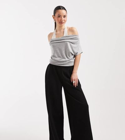 Miss Selfridge Petite Miss Selfridge Petite soft touch ribbed pants in black