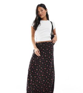 Miss Selfridge Petite Miss Selfridge Petite spun maxi skirt in black/heart print-Multi