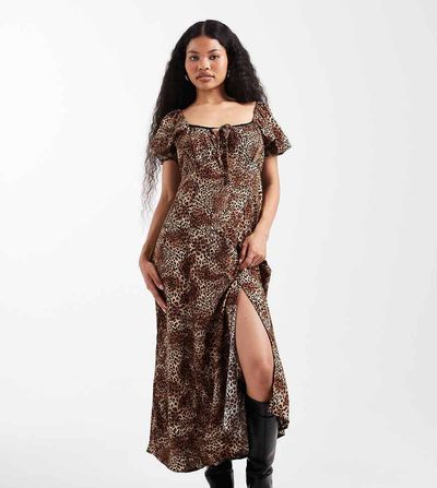 Miss Selfridge Petite Miss Selfridge Petite spun midaxi dress in animal print-Multi