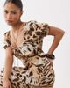 Miss Selfridge Petite Miss Selfridge Petite spun puff sleeve maxi dress in animal-Multi - 2
