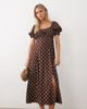 Miss Selfridge Petite Miss Selfridge Petite spun puff sleeve maxi dress in choc polka dot-Multi - 1