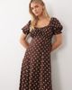 Miss Selfridge Petite Miss Selfridge Petite spun puff sleeve maxi dress in choc polka dot-Multi - 2