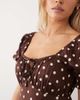 Miss Selfridge Petite Miss Selfridge Petite spun puff sleeve maxi dress in choc polka dot-Multi - 3