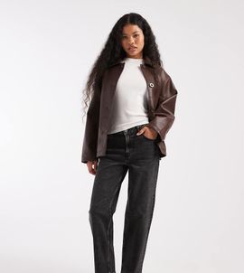Miss Selfridge Petite Miss Selfridge Petite straight leg jeans in black wash