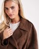 Miss Selfridge Petite Miss Selfridge Petite suedette trench coat in chocolate-Brown - 4