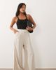 Miss Selfridge Petite Miss Selfridge Petite tailored linen look palazzo pants in neutral striped print - 1