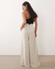 Miss Selfridge Petite Miss Selfridge Petite tailored linen look palazzo pants in neutral striped print - 4