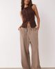 Miss Selfridge Petite Miss Selfridge Petite tailored pull on pants in neutral pinstripes - 1