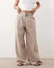 Miss Selfridge Petite Miss Selfridge Petite tailored wide leg buckle pants in camel pinstripe-Neutral - 2