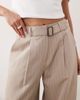Miss Selfridge Petite Miss Selfridge Petite tailored wide leg buckle pants in camel pinstripe-Neutral - 3