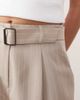 Miss Selfridge Petite Miss Selfridge Petite tailored wide leg buckle pants in camel pinstripe-Neutral - 4