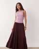Miss Selfridge Petite Miss Selfridge Petite tiered poplin maxi skirt in chocolate-Brown - 1