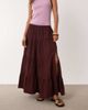 Miss Selfridge Petite Miss Selfridge Petite tiered poplin maxi skirt in chocolate-Brown - 2