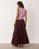 Miss Selfridge Petite Miss Selfridge Petite tiered poplin maxi skirt in chocolate-Brown - 4
