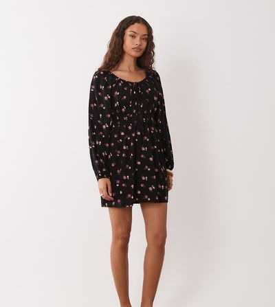 Miss Selfridge Petite Miss Selfridge scoop neck mini day dress in floral-Multi