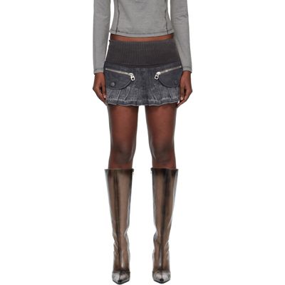 Miss Sixty Black Knwls Edition Ruffled Denim Miniskirt