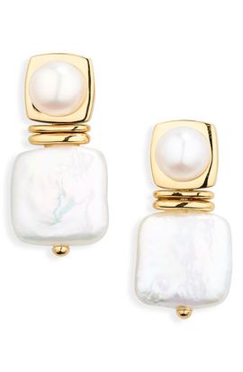 Missoma Missoma Square Freshwater Pearl Drop Earrings
