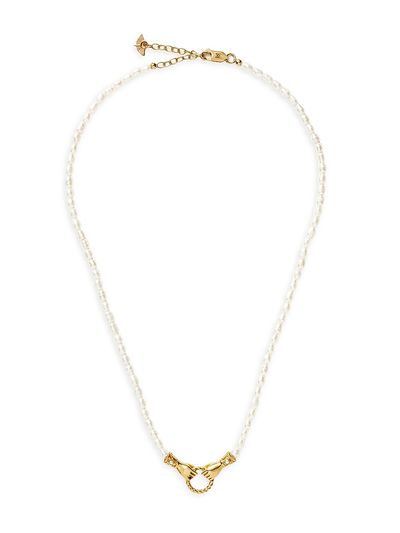 Missoma Women's Harris Reed x Missoma In Good Hands 18K-Gold-Plated, Black Onyx & Cultured Freshwater Pearl Necklace