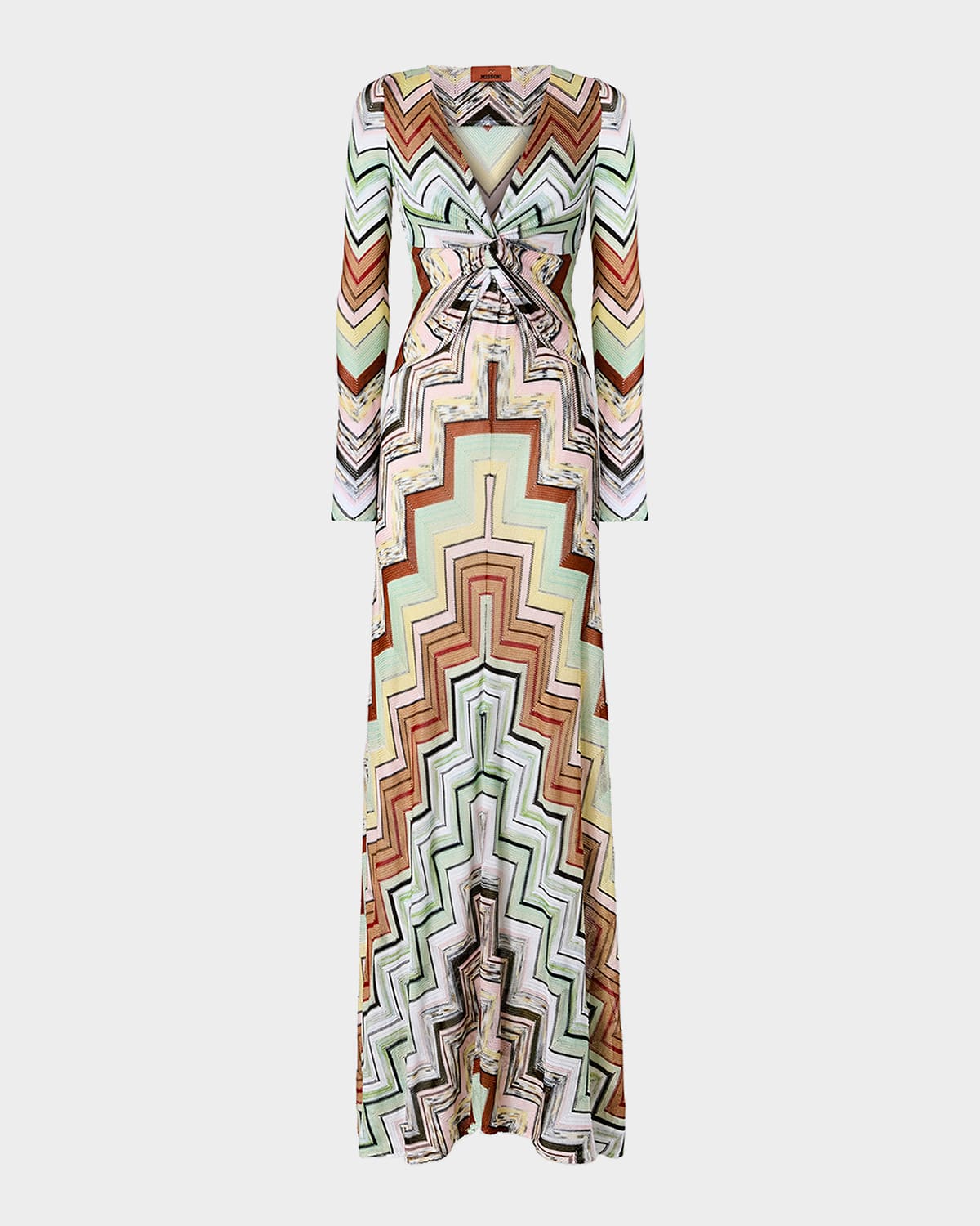Missoni Chevron Crochet Knit Long-Sleeve Maxi Dress